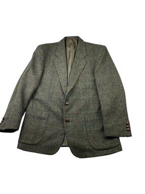 VTG Kruger Men's Wool Tweed  2-Button Blazer Brown/Red/Green Plaid • 40S